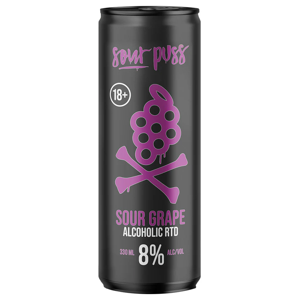 SOUR PUSS GRAPE ALCHOLIC RTD 8% 330ML CANS (24X PER CARTON)